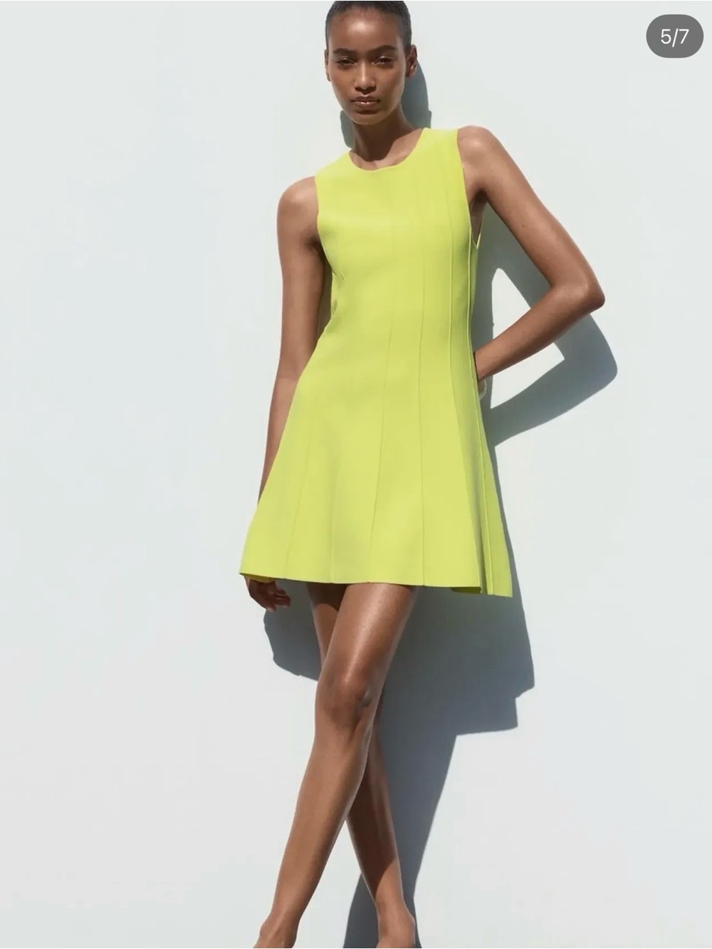 Zara Neon Lime Sleeveless A-Line Mini Dress